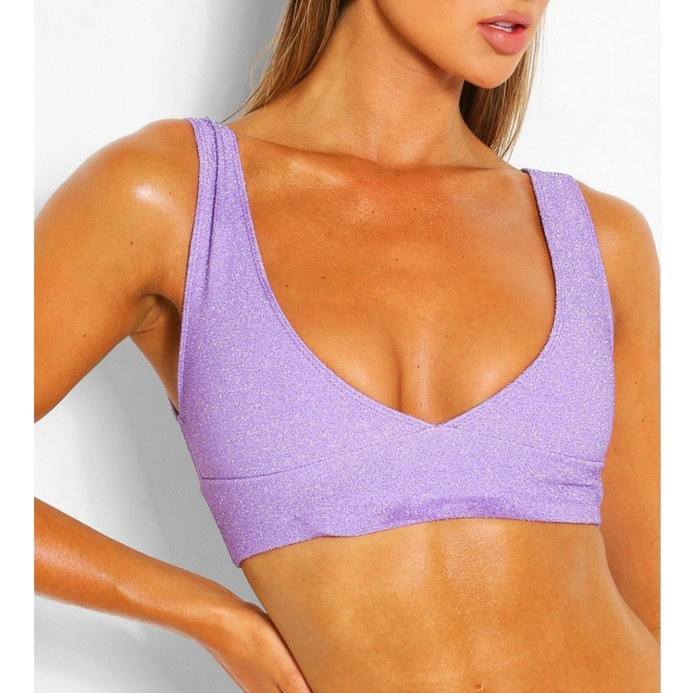 Purple Triangle Crop Bikini Top 👙